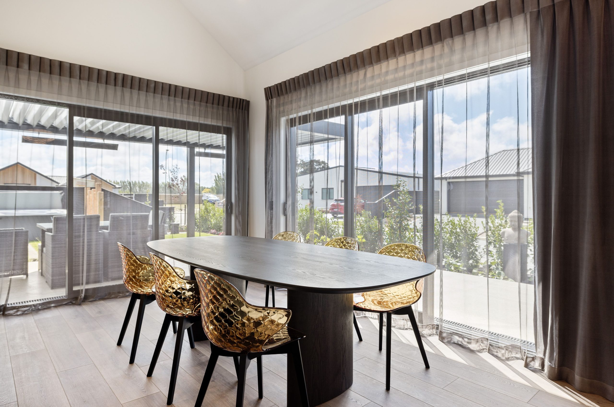 Dining space featuring designer furniture