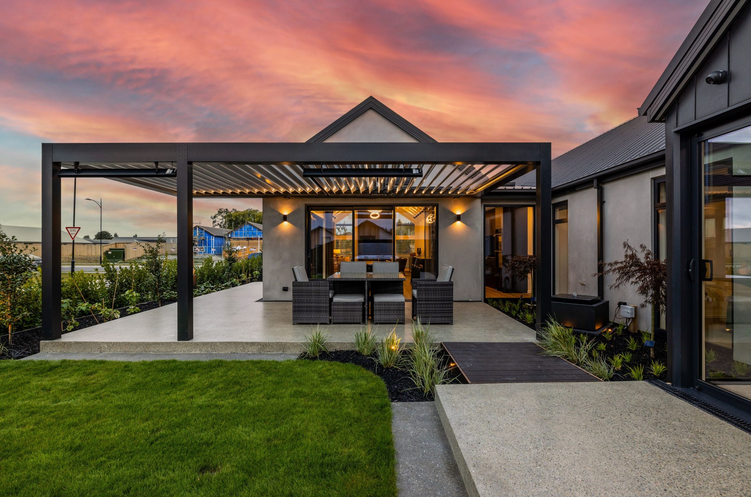 Exterior Twilight photo of bespoke Christchurch build