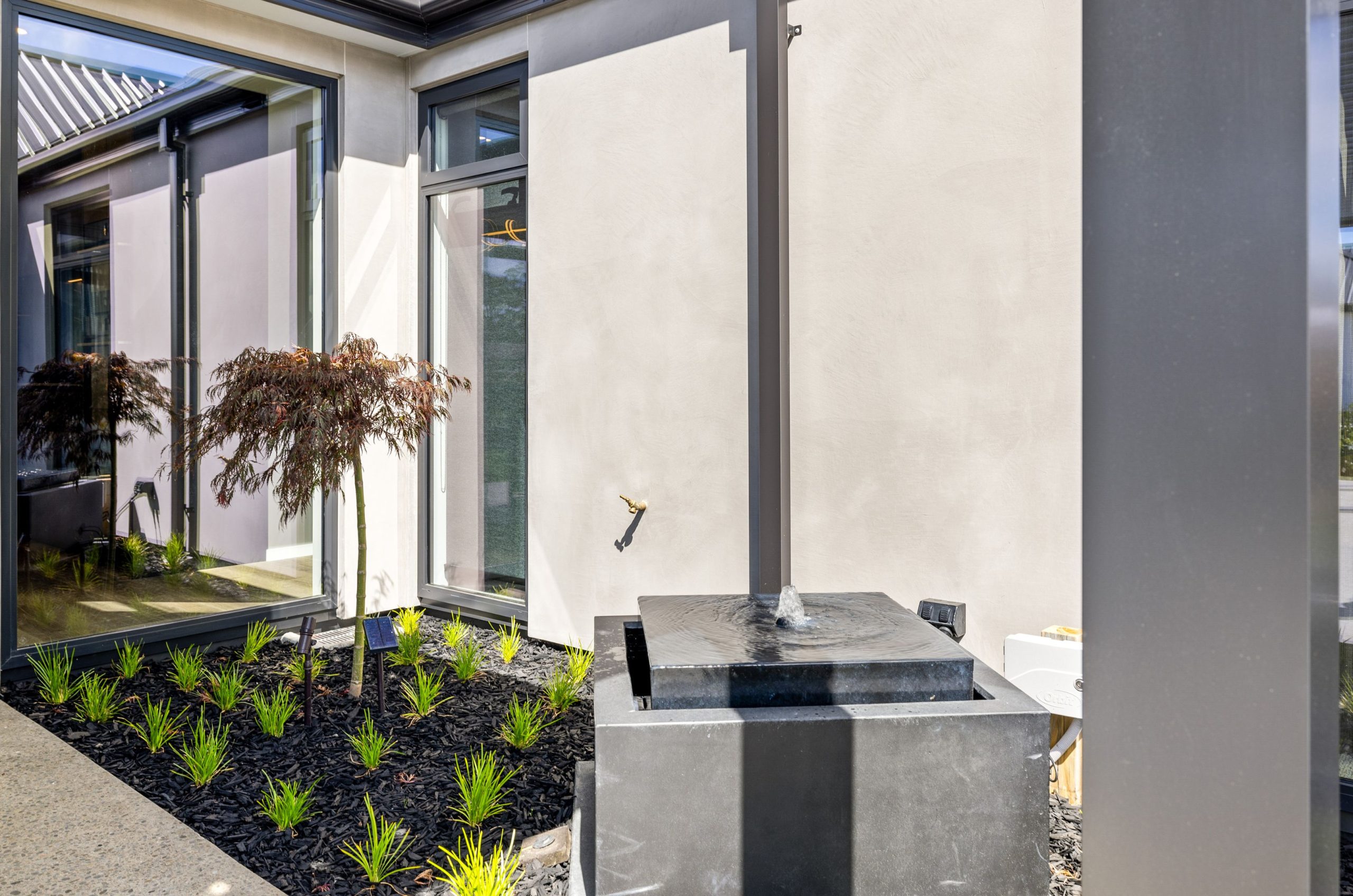designer water feature and landscaping