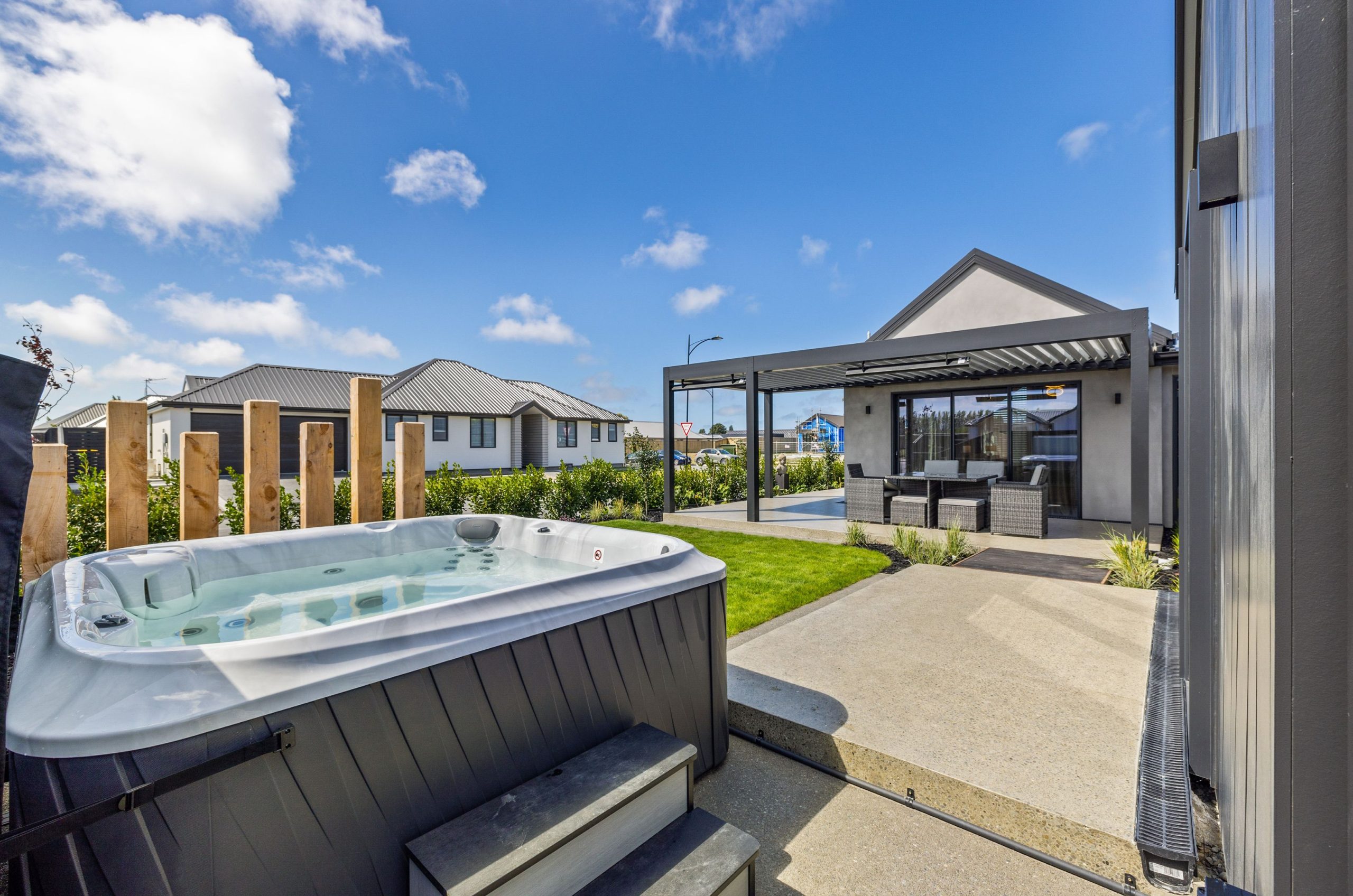 Covered outdoor living space ideal for entertaining year-round