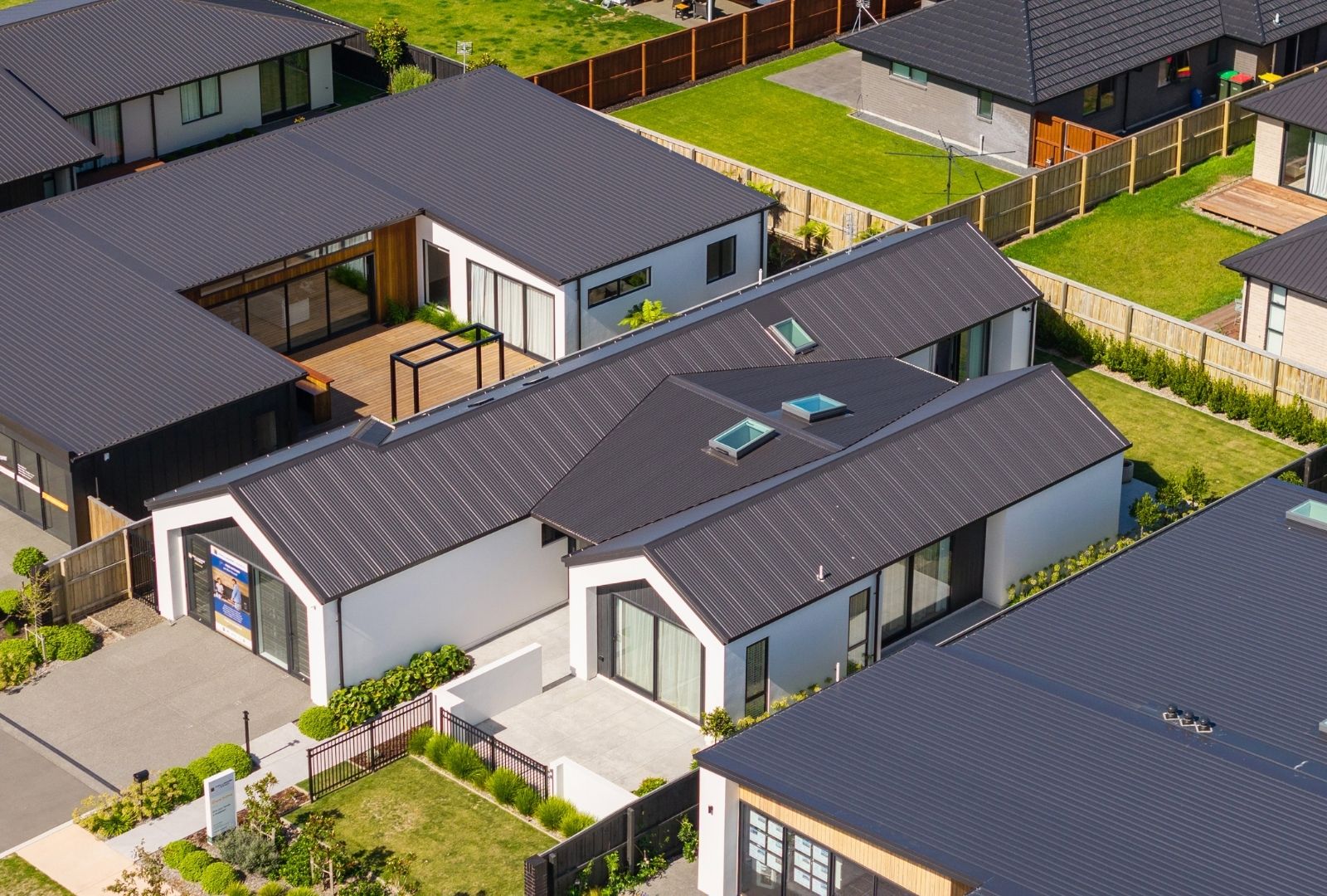 Aerial shot of the Rolleston showhome featuring the Hanmer plan in the Headstart series.