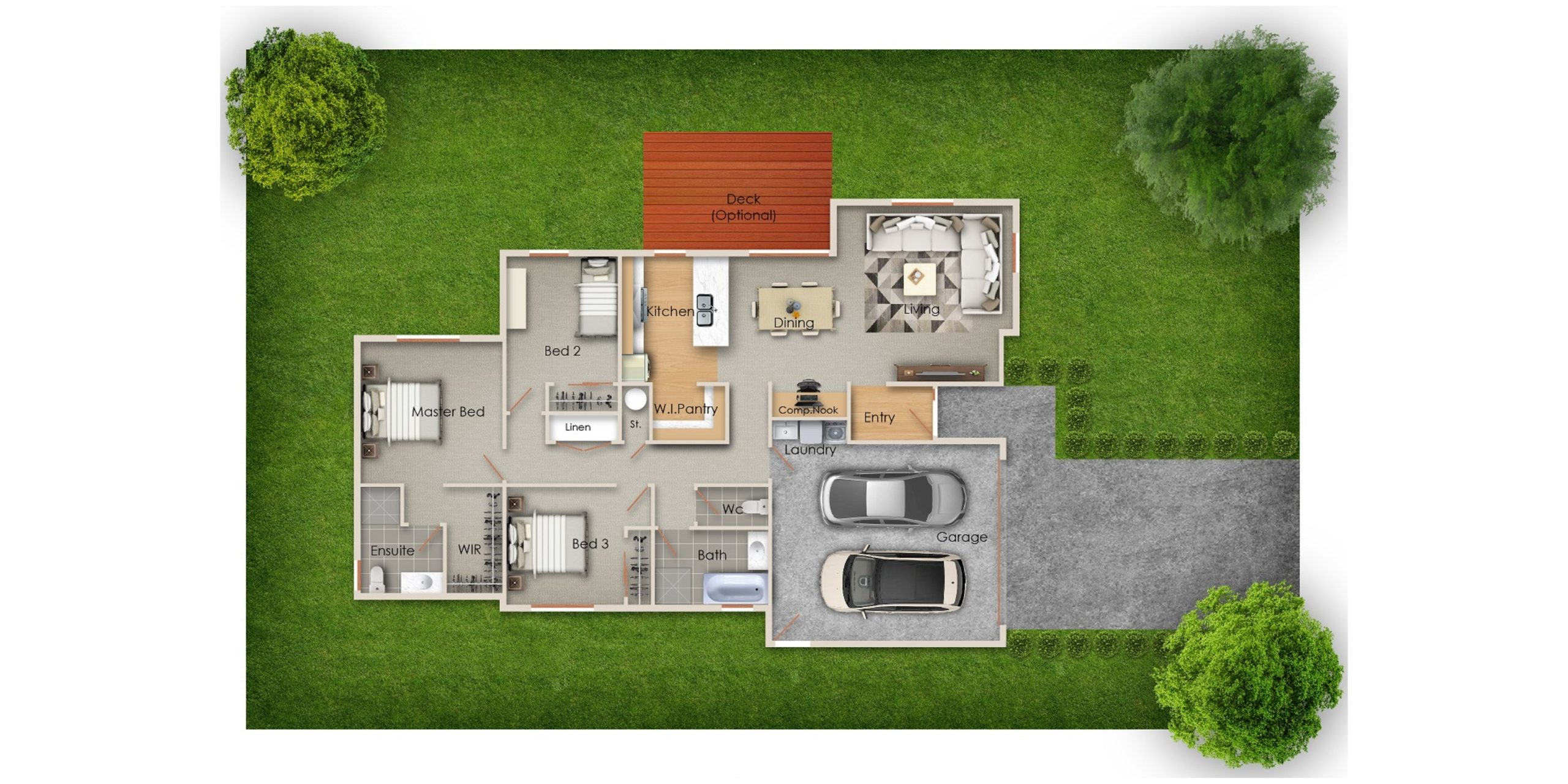 Floorplan view of versatile modern family home