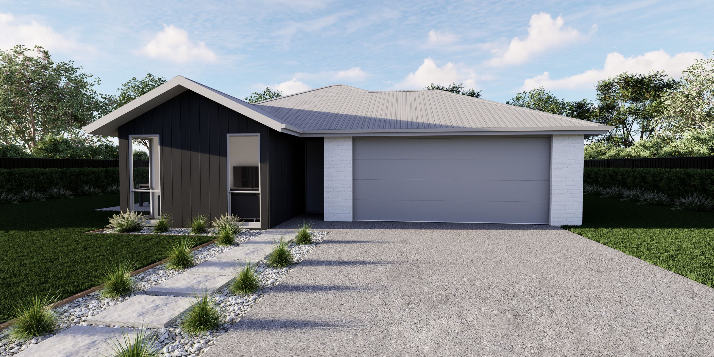 front render of spacious four-bedroom family home with double garage